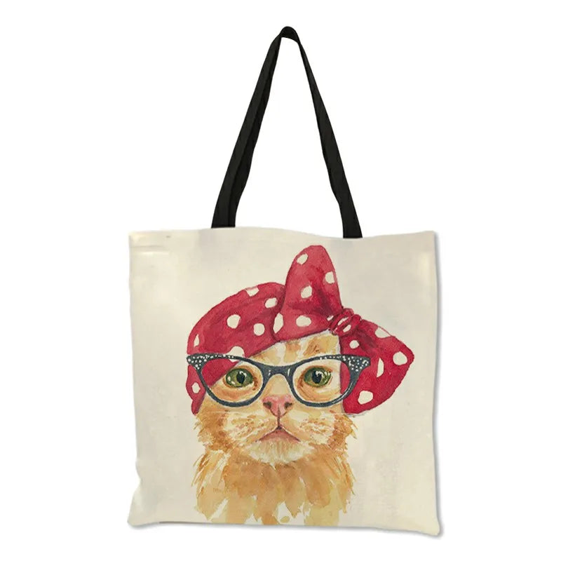 Artistic Cat Print Reusable Shopping Bag