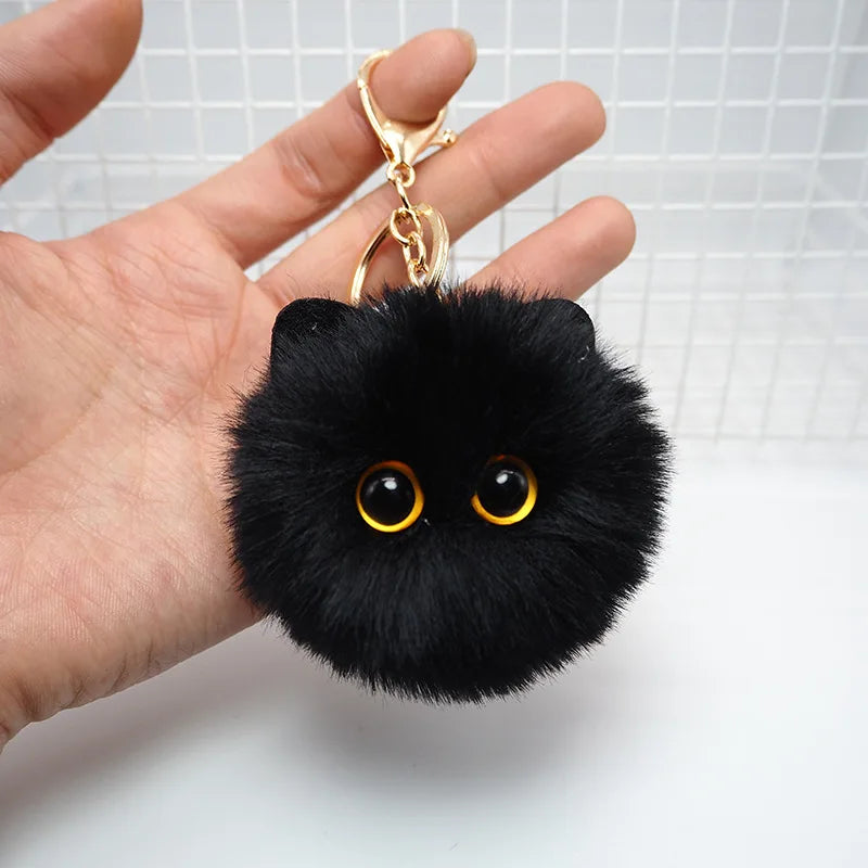 Black Plush Cat Keychain