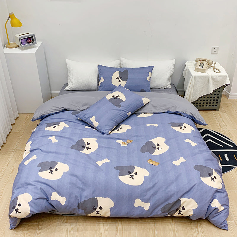 Cute Dog and Bones Cotton Bedding Set
