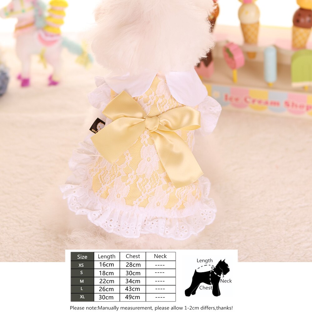 Pearl Bow Dress With Lace For Small Dogs