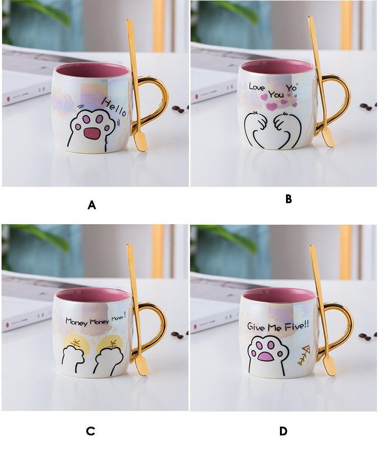 Cartoon Paw Mug with Lid and Spoon - Puppeeland