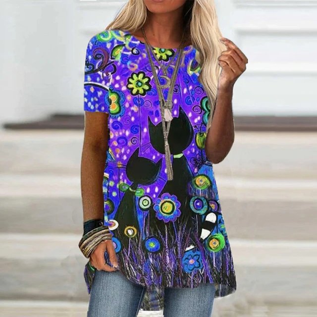 Colorful Vintage Cat T-Shirt - Puppeeland