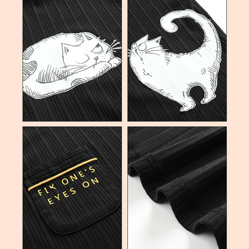 Cute Cat Black Pajamas - Puppeeland