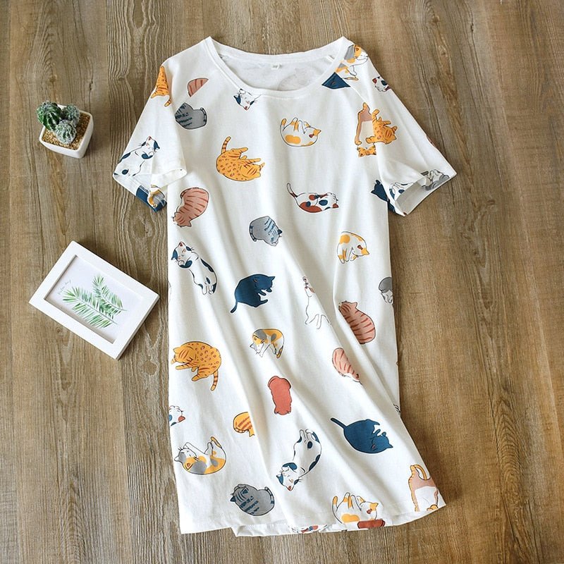 Cute Cat Summer Sleep Dress Pajamas - Puppeeland