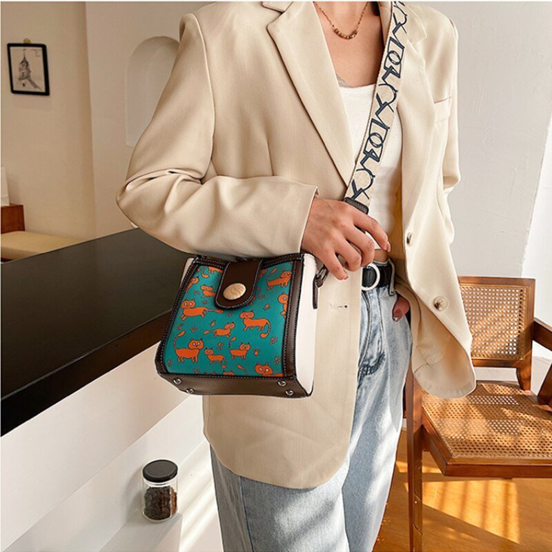 Vintage Blue Cat Shoulder Bag - Puppeeland