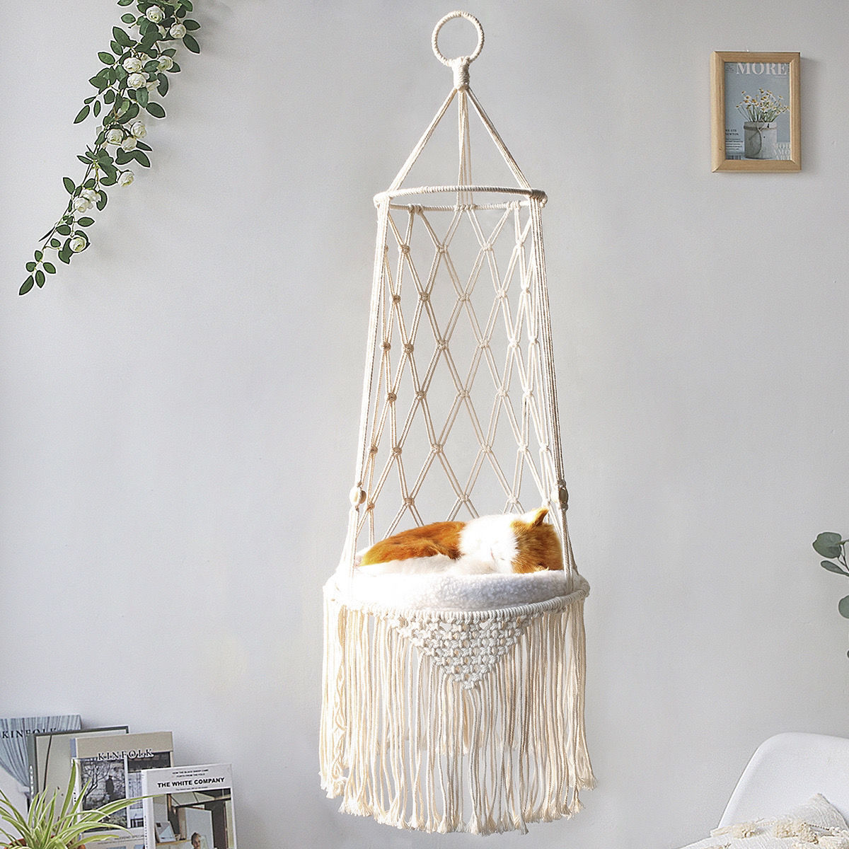 Boho Macrame Cat Hammock Bed