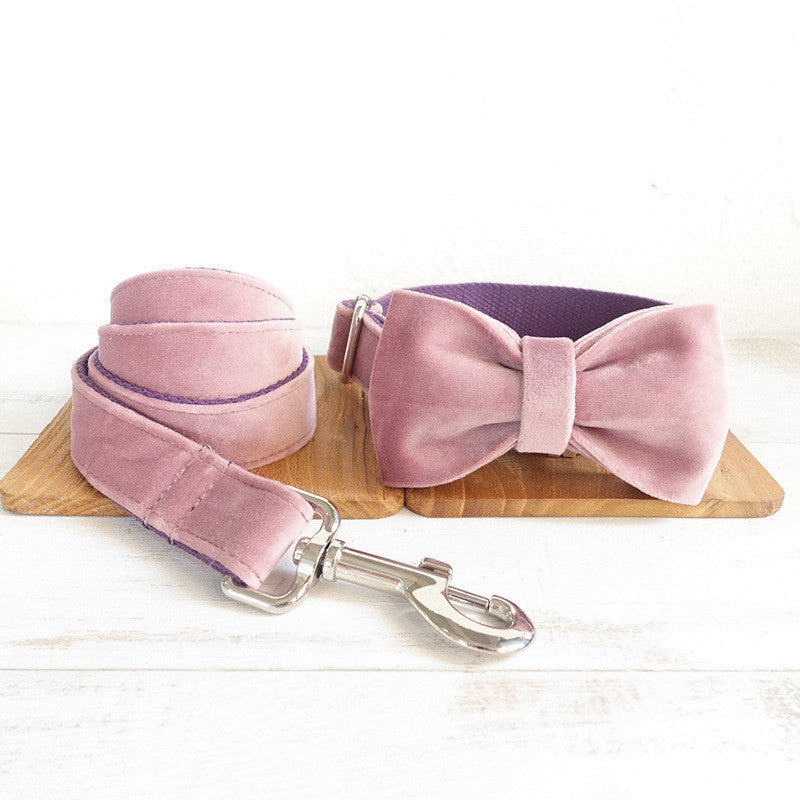 Pink Velvet Bow Tie Collar