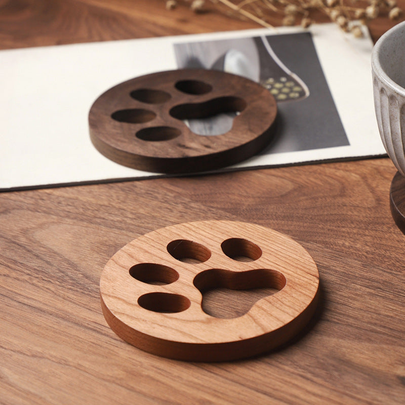 Wooden Cat Paw Coaster