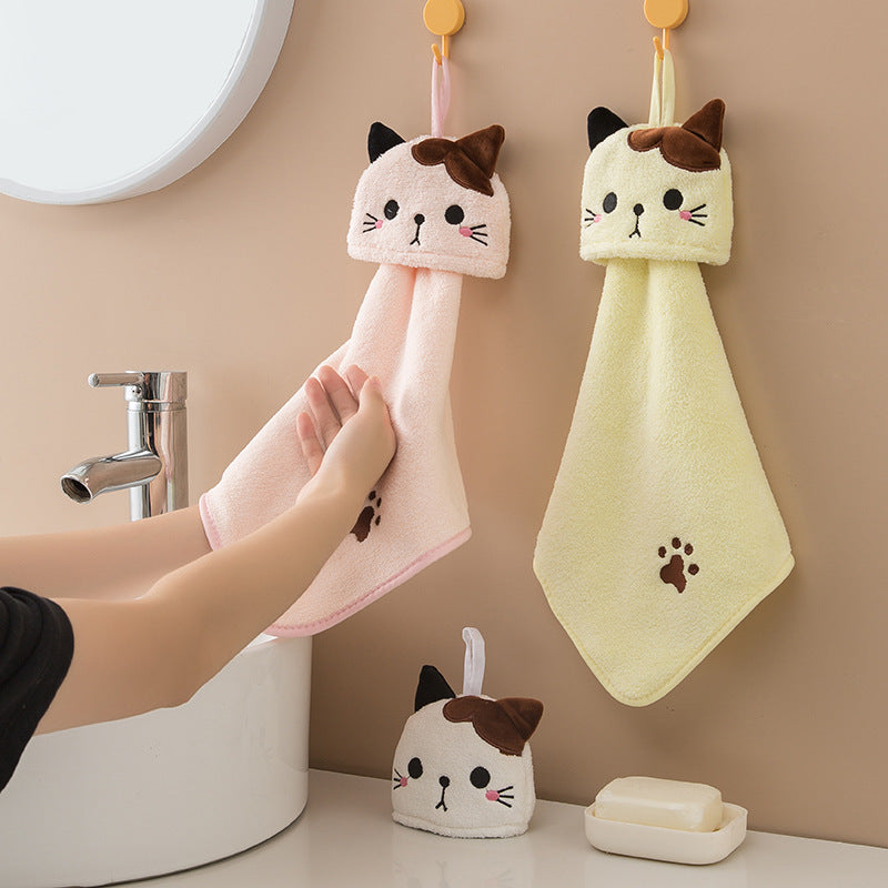Cat Face Hanging Hand Towel