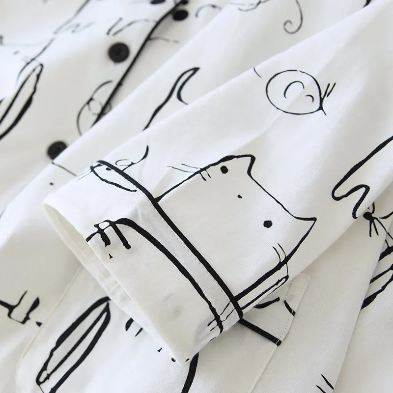 Cat Sleepwear Female Two Piece