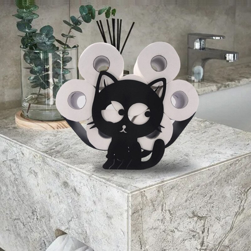 Cute Black Cat Toilet Roll Holder