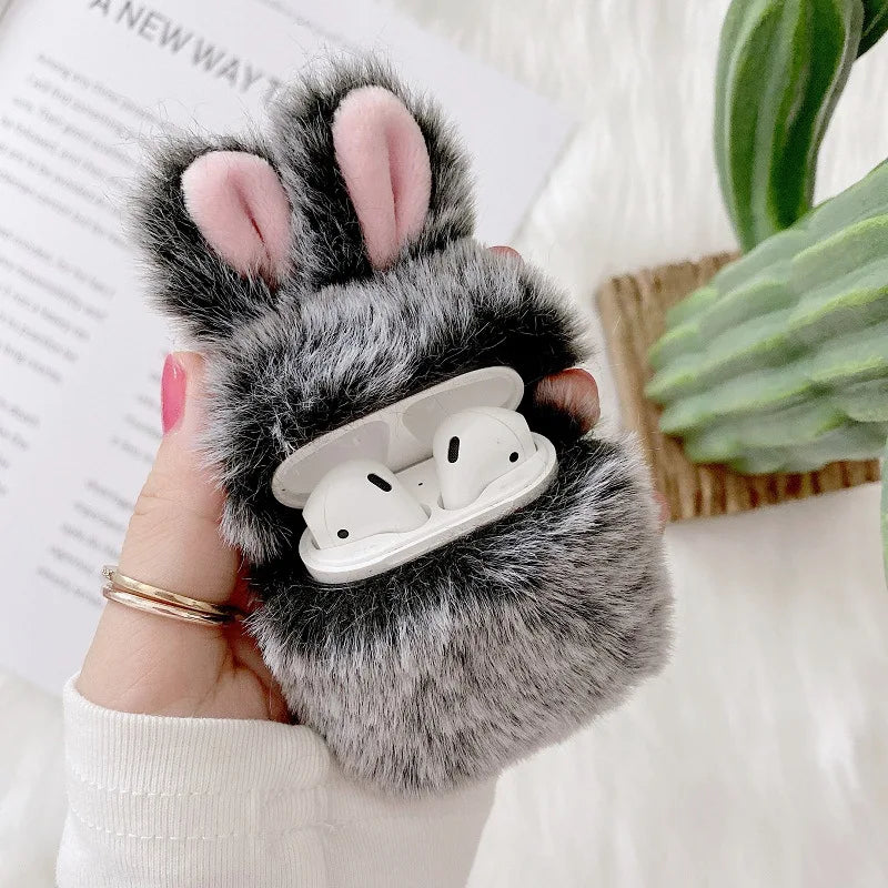 Cute Plush Rabbit Ear Airpods Case