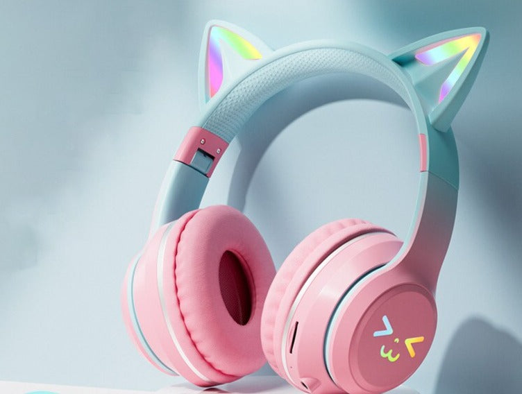 Gradient Color Bluetooth Headphones With Mic