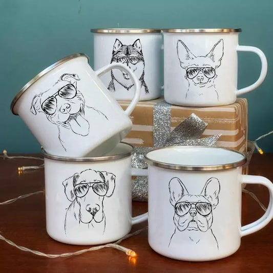 Sketch Bulldog Print Coffee Mugs