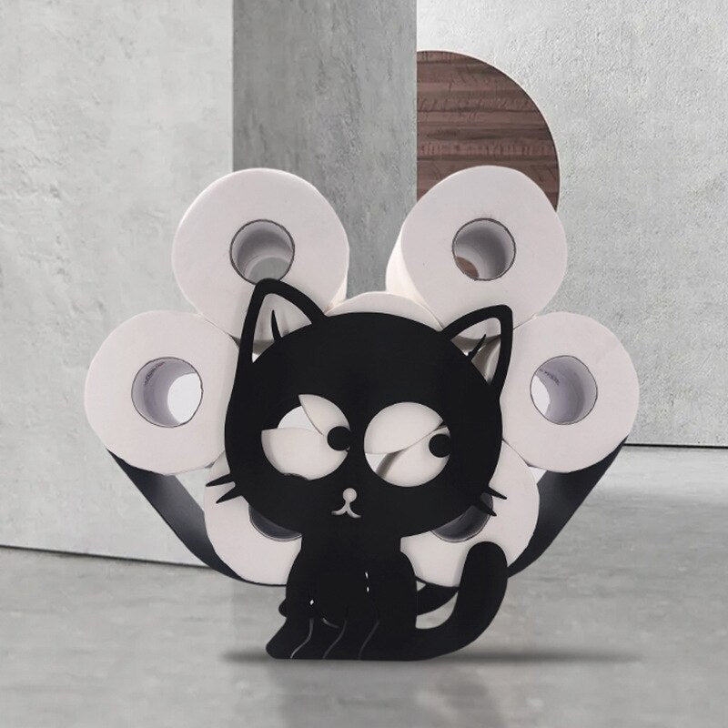 Niedlicher Toilettenpapierhalter mit schwarzer Katze