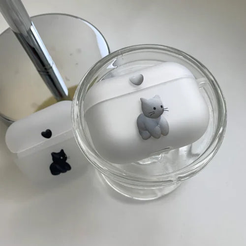 Black n Gray Cat Airpods Case