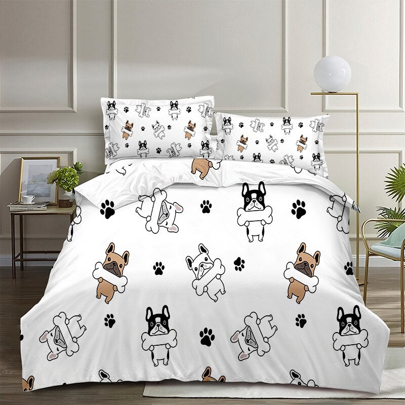 Cartoon French Bulldog Bedding Set