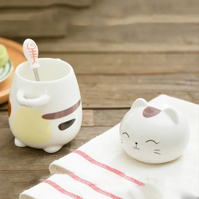 Japanese Style 3D Cat Ceramic Mug Set