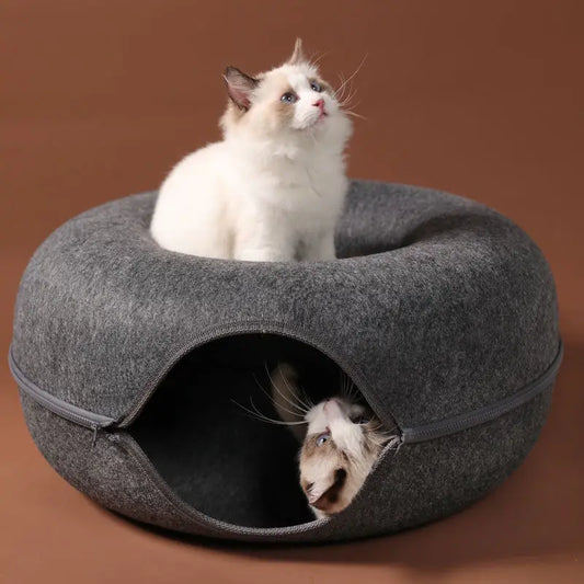 Cozy Donut Cat Tunnel Bed