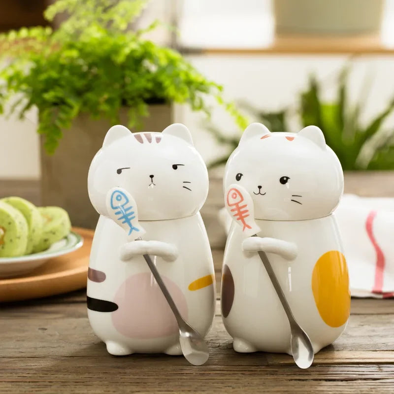 Japanese Style 3D Cat Ceramic Mug Set