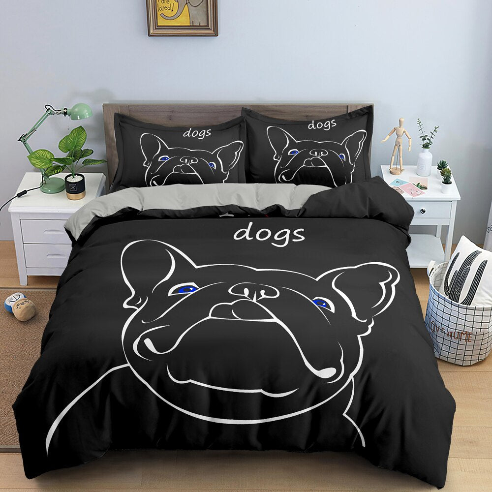 Niedlicher Bettbezug mit Cartoon-Bulldogge