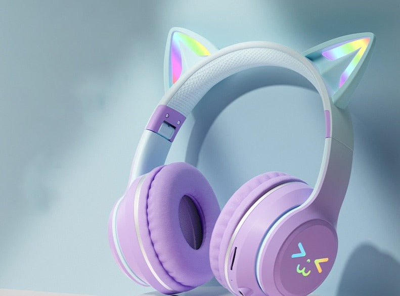 Gradient Color Bluetooth Headphones With Mic