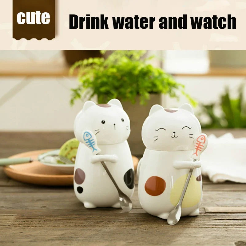 Japanese Style 3D Cat Ceramic Mug Set