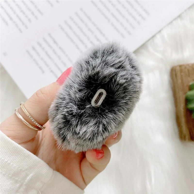 Cute Plush Rabbit Ear Airpods Case