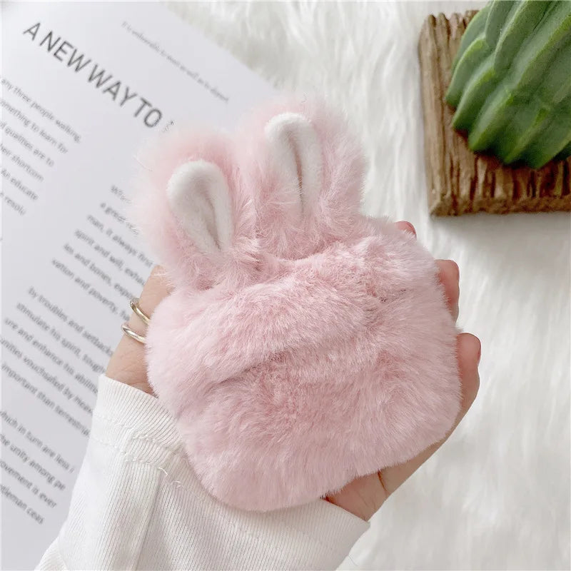 Cute Plush Rabbit Ear Airpods Case