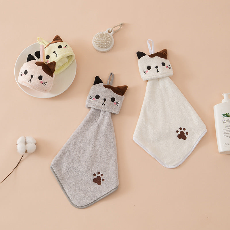 Cat Face Hanging Hand Towel