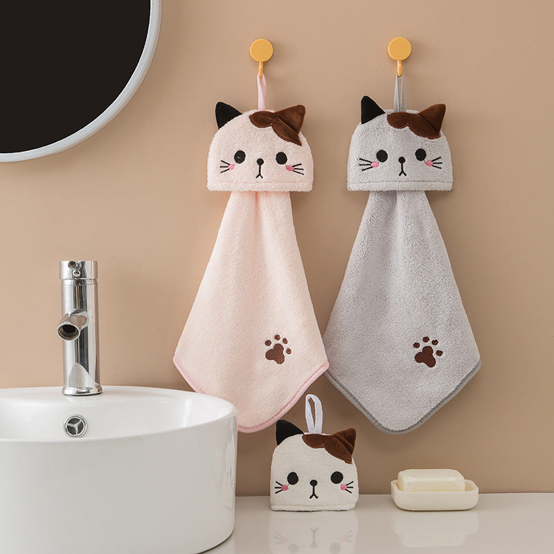 Cat Face Hanging Hand Towel