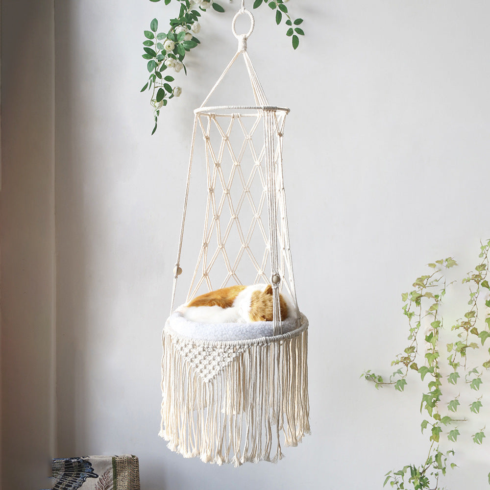 Boho Macrame Cat Hammock Bed