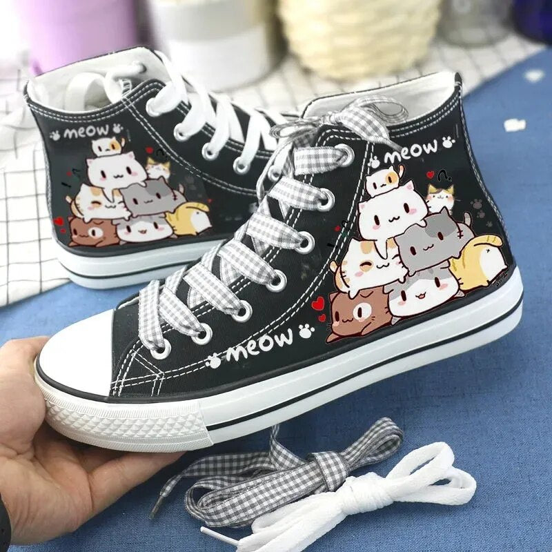 Stylish Cartoon Cat High Top Sneakers