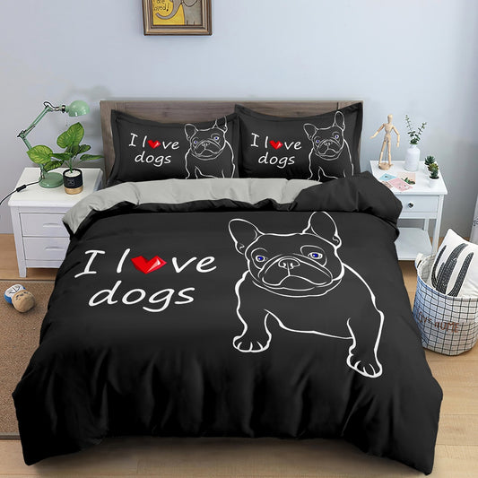 Niedlicher Bettbezug mit Cartoon-Bulldogge