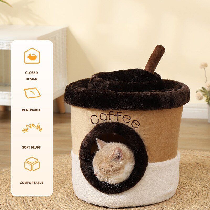 Adorable Cat Bed with Bubble Tea Design - Puppeeland