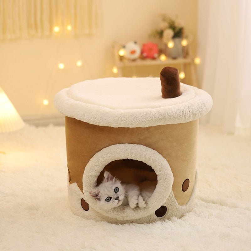 Adorable Cat Bed with Bubble Tea Design - Puppeeland