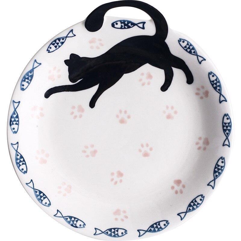 Black Cat Ceramic Tableware Plate and Bowl - Puppeeland