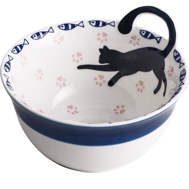 Black Cat Ceramic Tableware Plate and Bowl - Puppeeland