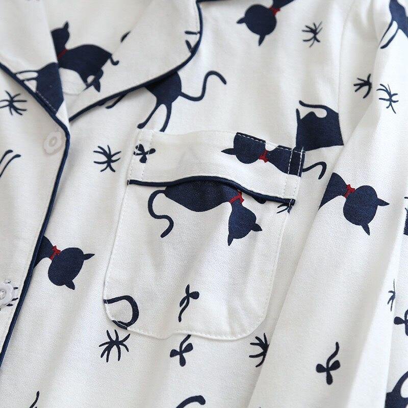 Black Cat Print Pajamas - Puppeeland