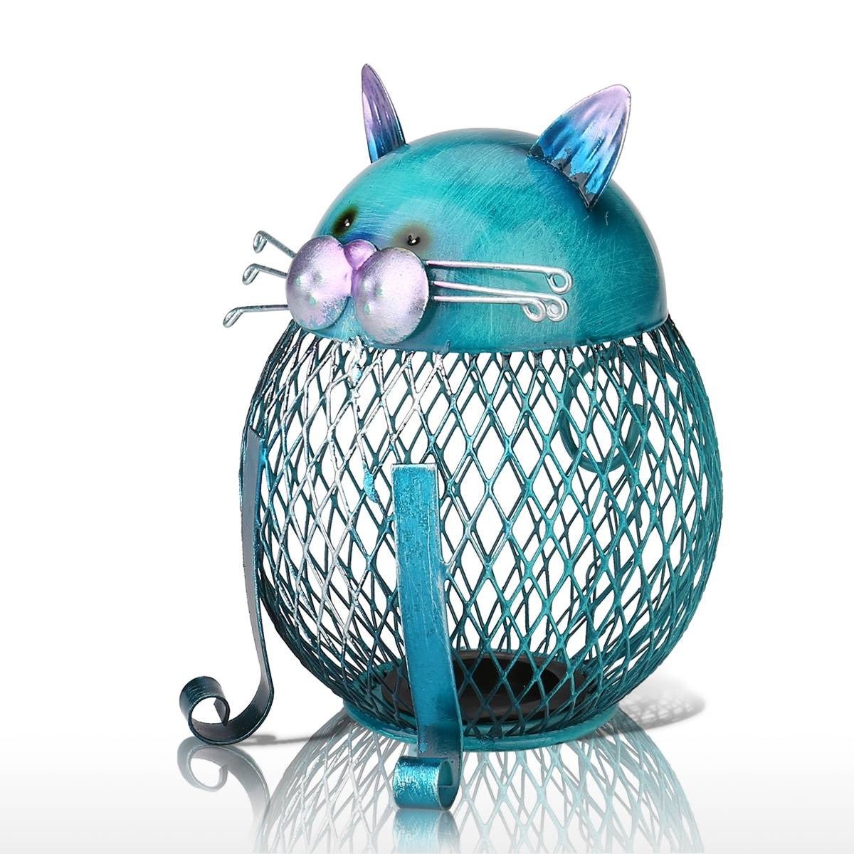 Blue Cat Piggy Bank Figurine - Puppeeland