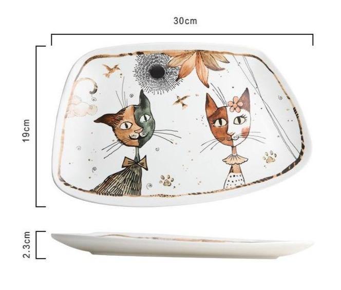 Cartoon Cat Design Cermaic Tableware (Plate and Bowl) - Puppeeland
