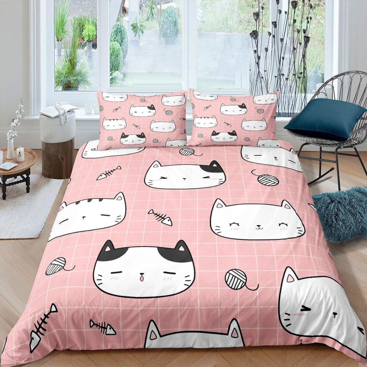Cartoon Cat Duvet Cover Set