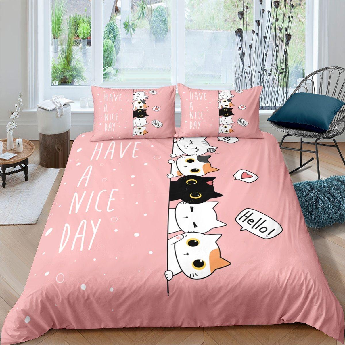 Cartoon Cat Duvet Cover Set