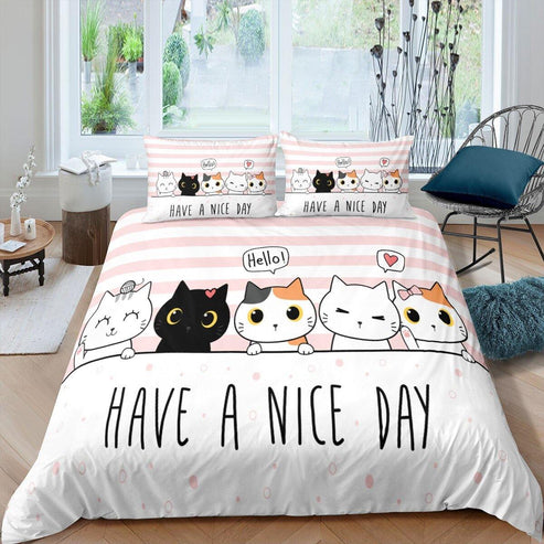 Cartoon Cat Duvet Cover Set