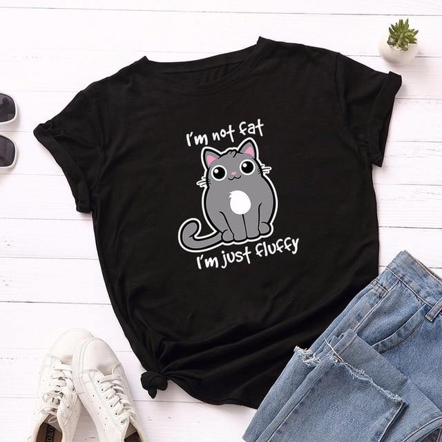 Cartoon Cat Print T-Shirt - Puppeeland