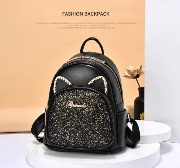 cat ear leather backpack Cat Ears Sequin Backpack