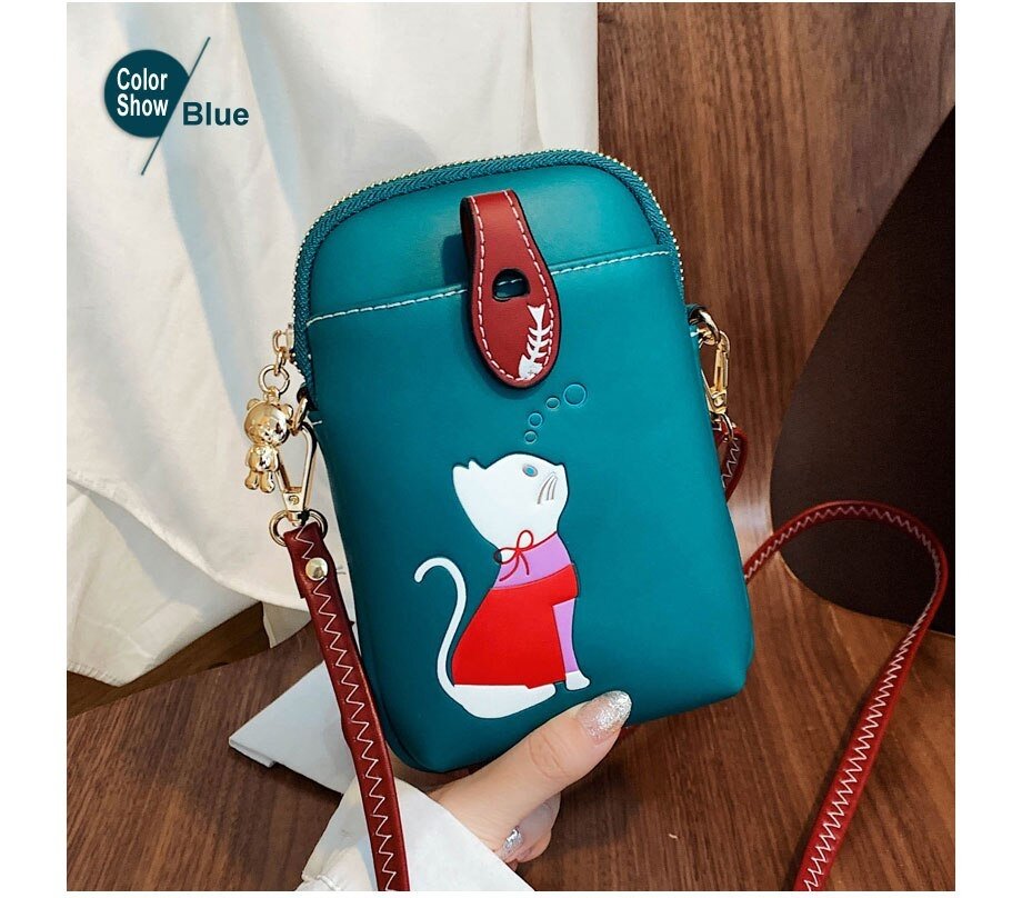 Cat Embroidery Crossbody Phone Bag - Puppeeland