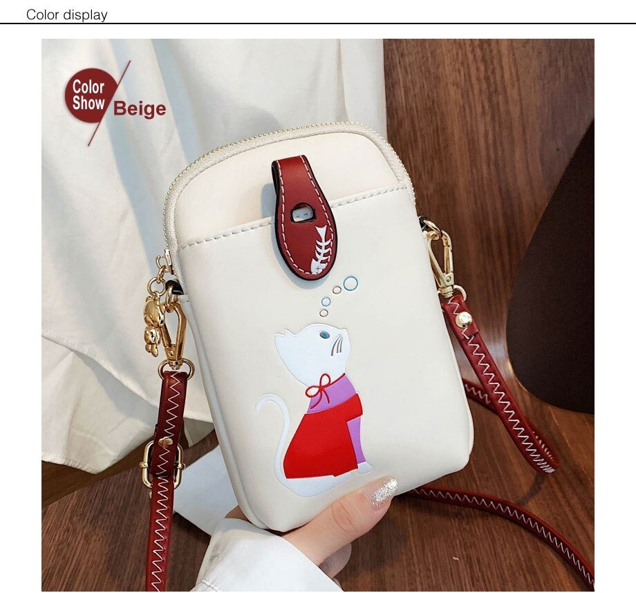 Cat Embroidery Crossbody Phone Bag - Puppeeland