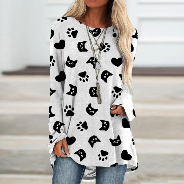 Cat Heart Paw Long Sleeve T-Shirt - Puppeeland