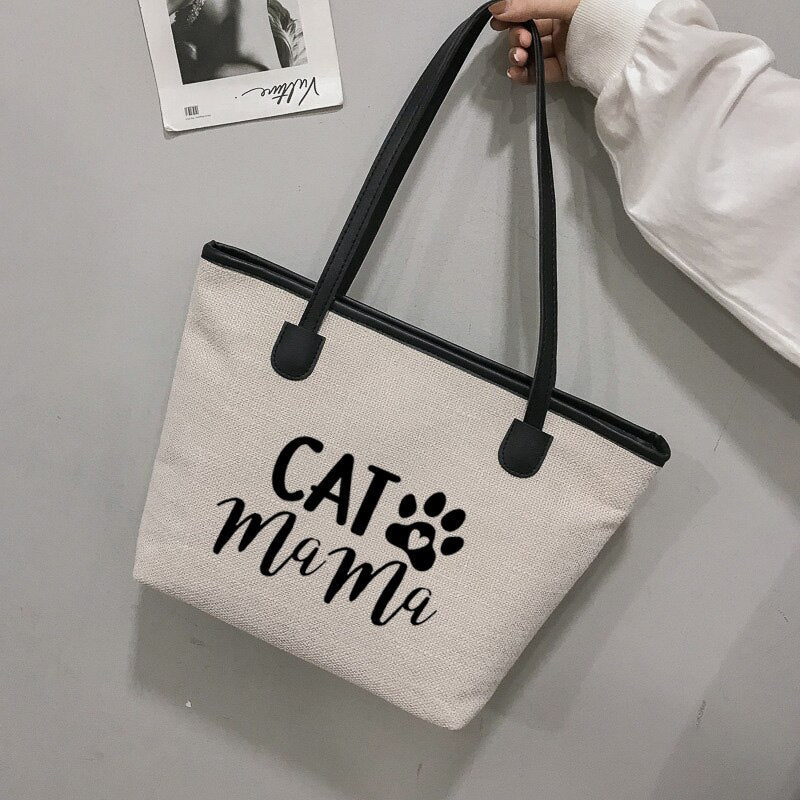 Cat Mama Canvas Tote Bag - Puppeeland